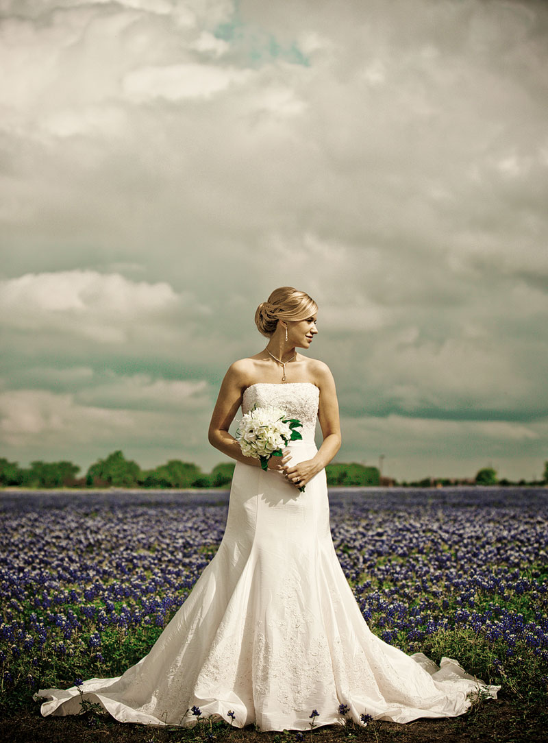 Bridal portrait in Texas Bluebonnets